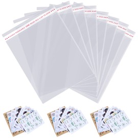 UltraOutlet 12x16 inches Large Clear Resealable Cellophane Bags for Packaging Products 100ct Plastic Self-sealing Gift Bags Self Adhesive Bags for Gifts,Clothes, Small Business, Thank you Stickers