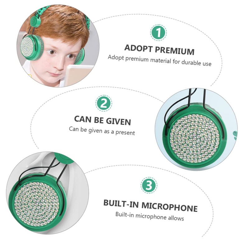 Mobestech 3pcs Boy Girl Headphones Microphone Dinosaur Comfortable Ear Cable
