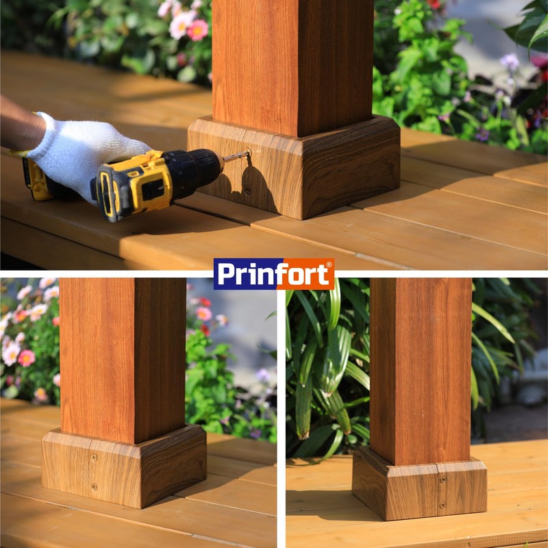 Prinfort 2pcs 6x6 Aluminum Deck Post Base Cover Outdoor, Decorative