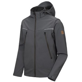 Little Donkey Andy Men's Softshell Jacket with Detachable Sleeves and Hood, Fleece Ski Snow Rain Coat Gray Size XXL