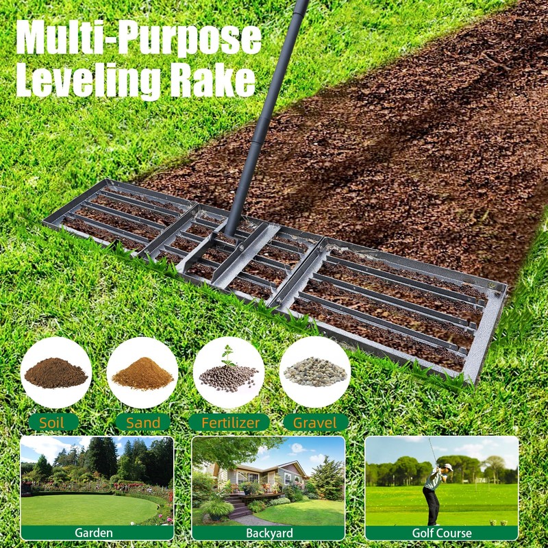 Lawn Leveling rake 51"x9.4" Levelawn Tool with 70.5" Adjustable Long