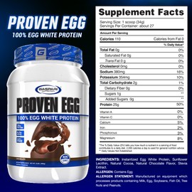 Gaspari Nutrition Proven Egg, 100% Egg White Powder, 25g Protein, Keto Friendly, Dairy, Lactose, and Soy Free (2 lbs, Chocolate)