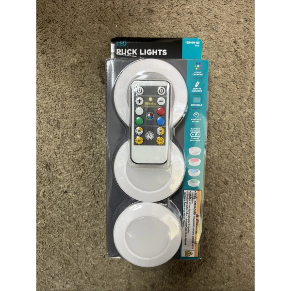 LED 3 in. Round White LED Battery Operated Puck Light