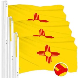 UD_New Mexico NM State Flag 3x5 Ft 3-Pack Embroidered Polyester By G128