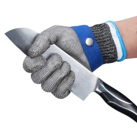 ThreeH Guantes resistentes al corte de acero inoxidable 316L Guantes de malla de alambre Guante de trabajo de protección de nivel 5 GL09 XL(1 pieza)