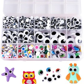 Quasarion Eye Doll, Black Eyes, Moving Eyes, Eye Parts, Eye Seals, Set of 750 Pieces, DIY Crafts, Parts Material, Handmade Toy, Stuffed Toy for Plush, Eye Parts Material, Paste Type 0.2, 0.3, 0.3, 0.4