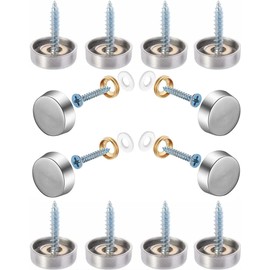Mirror Screws Decorative Cap 16pcs Silver Color Cover 5/8"(16mm) Stainless Steel Advertising Hardware Screw Cap Cover Nails Decorative Mirror Screw Fasteners