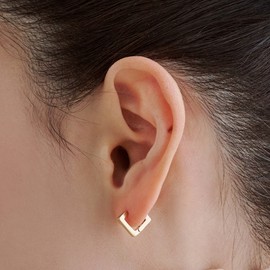 Gold&Deer 14K Goldfield Square One-Touch Earrings White Gold / 골드앤디어 14K 골드필드 스퀘어 원터치 귀걸이 화이트골드