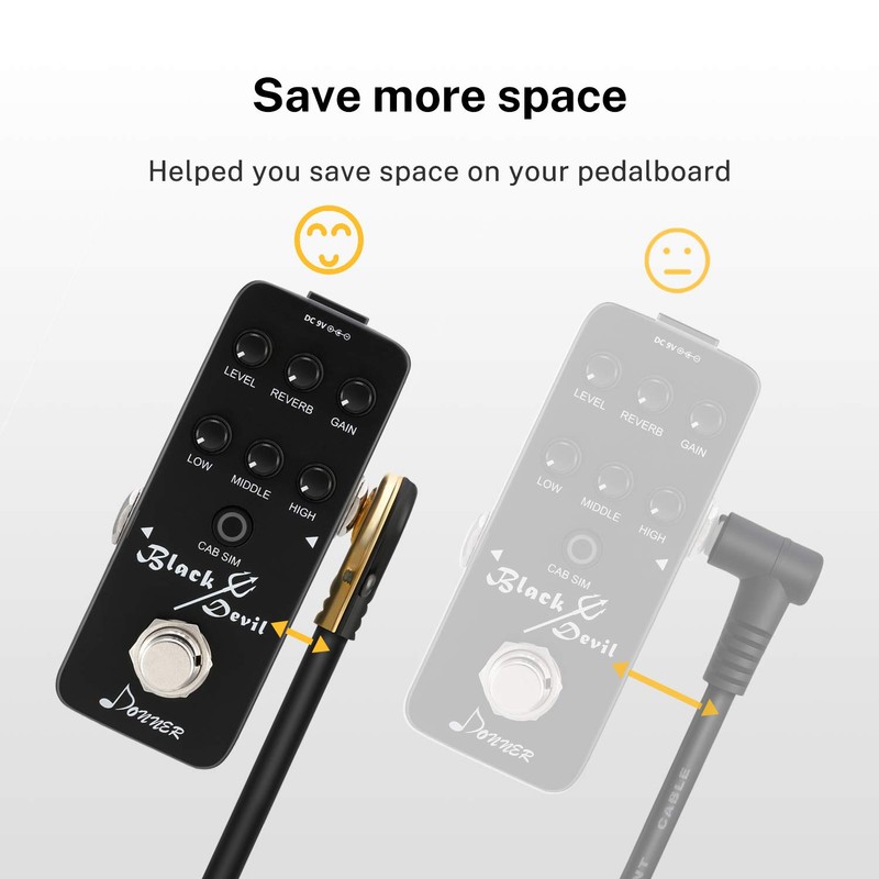 Donner Guitar Patch Cables Right Angle, 12 Inch Effect Pedal