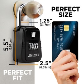 Lion Locks 1500 Key Lock Box with Code, Lockbox for Keys Outdoor, Realtor Lock Box for Short-Term Rentals, Holds 5 Keys (2 Pack, Black)