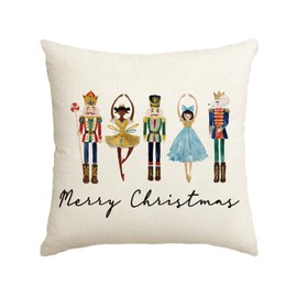 Artoid Mode Merry Christmas Nutcracker Merry Christmas Cushion Cover, 45 x 45 cm Seasonal Winter Decorative Cushion Cover Cushion Cover Couch Living Room Decoration