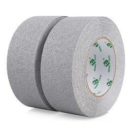 BOMEI PACK Tiras antideslizantes, 2 rollos de 50mm x 10m, cinta adhesiva antideslizante gris plata Cinta de agarre para peldaños antideslizantes en interiores y exteriores