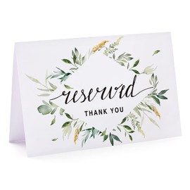 Greenery Reserved Signs for Weddings, Parties, Receptions, Restaurant and Celebrations, Reserved Signs for Tables, Reserved Signs for Wedding Chairs, 10 Pack, 4 x 6 Inches.