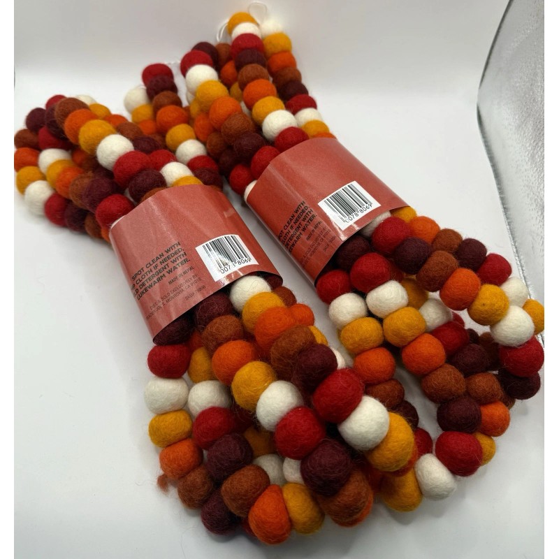 Trader Joe’s 2 Handcrafted 9' Felted Wool Garland For Fall