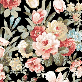 Ambiente Serviette Motiv : Kate Black - Blumen schwarz - 20 Servietten pro Packung, 33x33 cm