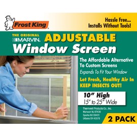 Frost King 2AWS1025 WB Marvin Adjustable Window Screen, 10in High x Fits 15-25in Wide (2 Pack)