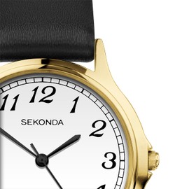 Sekonda Clarke Ladies 27mm Easy Read Quartz Watch White Dial Analogue Display and Black Strap