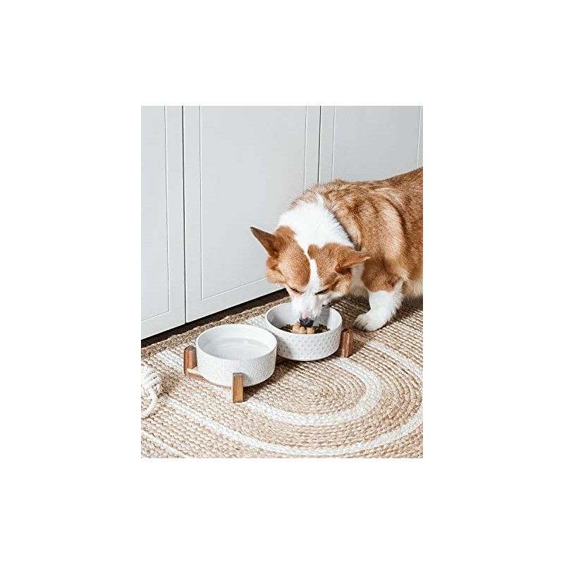 LE TAUCI LE TAUCI Dog Bowl Set with Acacia Wood