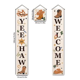 SUPERDANT Cowboy Party Decorations Yeehaw Welcome Door Banner Party Decoration Set Cowboy Porch Sign Welcome Cowboy Banner Hanging Decoration for Indoor/Outdoor Western Cowboy Party