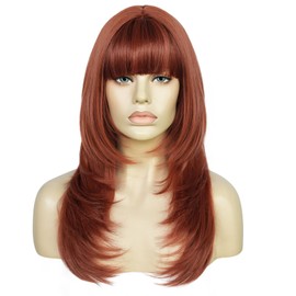 IMEYLE Auburn Wigs for Women Copper Wig Long Ginger Wig with Bangs
