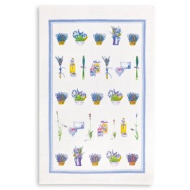 Kracht Terry Tea Towel with Lavender Basket Print 45 x 70 cm 100% Cotton