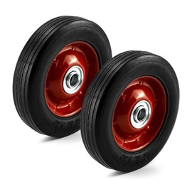 QWORK 2 Pack 6" x 1.5",5/8" Axle, Premium Rubber Wheel with Ball Bearing, Hand Truck Wheel, Capacity up to 132 lbs