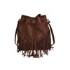 MakeMeChic Women's Fringe Single Strap Shoulder Handbags Suede Drawstring Crossbody