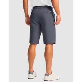 G Gradual Men's Golf Shorts with 5 Pockets 11" Inseam Stretch Quick Dry Casual Work Dress Shorts for Men(Dark Grey,34)