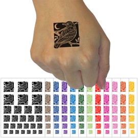 Runic Tribal Rune Raven Temporary Tattoo Water Resistant Fake Body Art Set Collection - Purple (One Sheet)