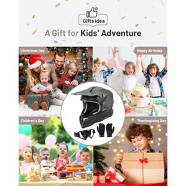 Oumurs DOT Youth Dirt Bike Helmet with Goggles & Gloves for 8-18 Years Old, Kid ATV Helmets for Youth Boys Girls, Four Wheeler Helmet Motocross BMX MX ATV UTV Offroad Street Go Kart Riding Dirt Bike