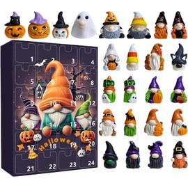 Calendario de Adviento de Halloween con 24 Figuras de Gnomos y Cuenta Regresiva Decorativa