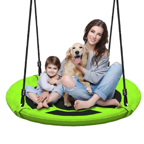 Hisecome 40 Inch Green Saucer Tree Swing Set for Kids