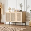 VEVOR Rattan Storage Cabinet with 3 Magnetic Doors and Adjustable