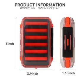 Fly Fishing Box Fly Boxes For Fly Fishing Trout Two-Sided Waterproof Lightweight Easy Grip Transparent Lid Fly Fishing Lures Box Foam Ice Jig Fly Box And Coil Springs Cord.