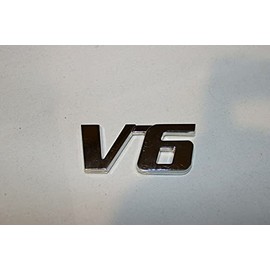 uxcell Silver Tone Metal V6 Pattern Adhesive Badge Emblem Sticker Decoration for Car