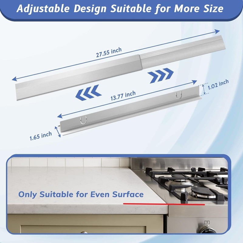 Stove Gap Covers 13.8-27.6 Inch Adjustable, 2 Pack Stainless Steel