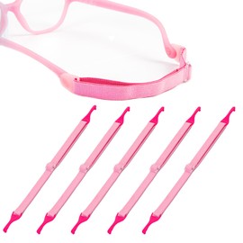 TORWOL Adjustable Kids Glasses Strap, No Tail Eyeglass Eyewear Retainer, Durable Eyeglass Sunglasses Band For Boys and Girls(5pcs, pink)