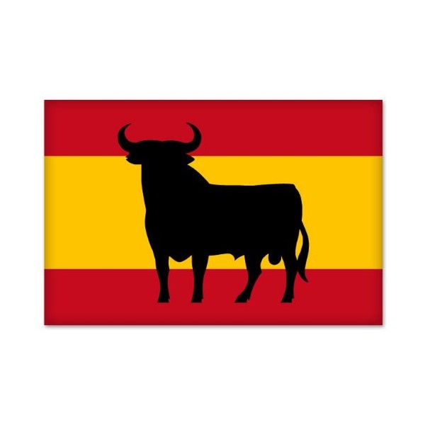 Spanish Flag Osborne Bull Toro bumper sticker 5" x 3"
