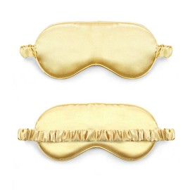 Magik Double-Sided Satin Silky Travel Sleep Eye Mask Cover Padded Blindfold Smooth (Gold, 2 Pack)