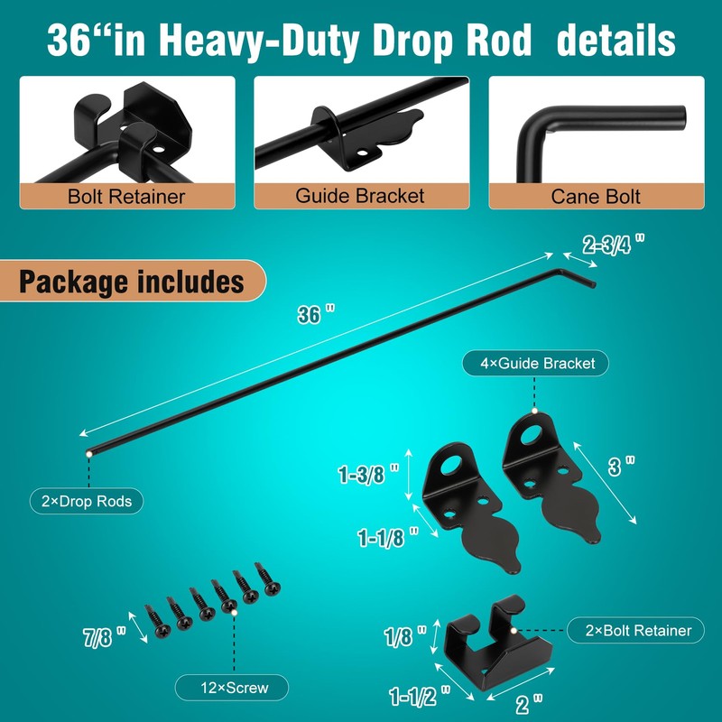 36 Inch Heavy Duty Gate Drop Rod for Gates,Gate Cane