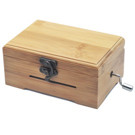 Wingostore 30 Notes Hand Crank Music Box Movement with Copper Gear DIY Make Your Music Tool Kit (With Bamboo Box)