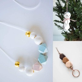 20mm Wooden Beads Geometric Shape, Smooth Loose Beads Unfinished Spacer Beading Supplies for Jewelry Making/Craft, 50pcs (3mm Hole)