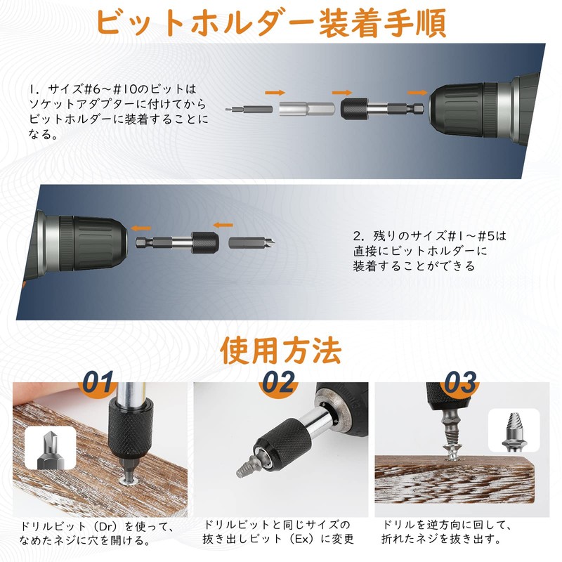 Housolution Drill Bit Set, 22-Piece Set, Slotted Screw Removal Bit,