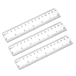 3 Pack 6 Inch Ruler Set Plastic Straight Ruler Transparent Measuring Tool Acrylic Clear Ruler for School Office Student