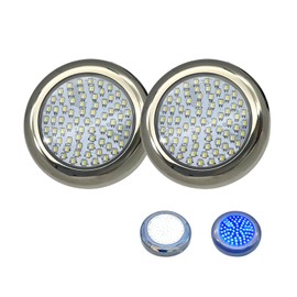 Vcanuplms Boat Underwater Light Dual-Color Blue & White - 3.5inch Marine LED Lights with 316 Stainless Steel, 12V DC Surface Mount Waterproof Light for Fishing Boat, Yacht, Dock Parties (2pcs)
