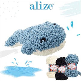 Alize 5x 100g Puffy Fine türkische Wolle Super Bulky Chenillegarn Babywolle Handstrickgarn ohne Nadel zum häkeln weiches Chenille-Garn XXL-Knäuel für Amigurumi (Bone | 599)