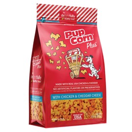 Pup Corn Plus - Puffed Dog Treats with Prebiotics and Probiotics - Chicken & Cheddar Cheese (16oz) - Made in USA