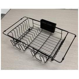 Simple Trending Expandable Dish Drying Rack in Sink, Adjustable Dish Drainers for Kitchen Counter, Inside Sink, Over The Sink with Utensil Holder, Black
