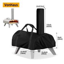 Iptienda Pizzaofen-Abdeckung für VonHaus, 420D robuste Pizzaofen-Abdeckungen mit Kamin, wasserdicht, Outdoor-Schutzhülle, Pizzaofen-Zubehör, Camping-Pizza-Schutzhülle, 70 x 39 x 20 cm