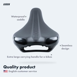 AARON - Touring Bike Saddle with Gel Padding - Shock-Absorbing, Ergonomic and Comfortable - for Men and Women - Seat for E-Bike, Trekking Bike, Mountain Bike, Touring Bike - Black